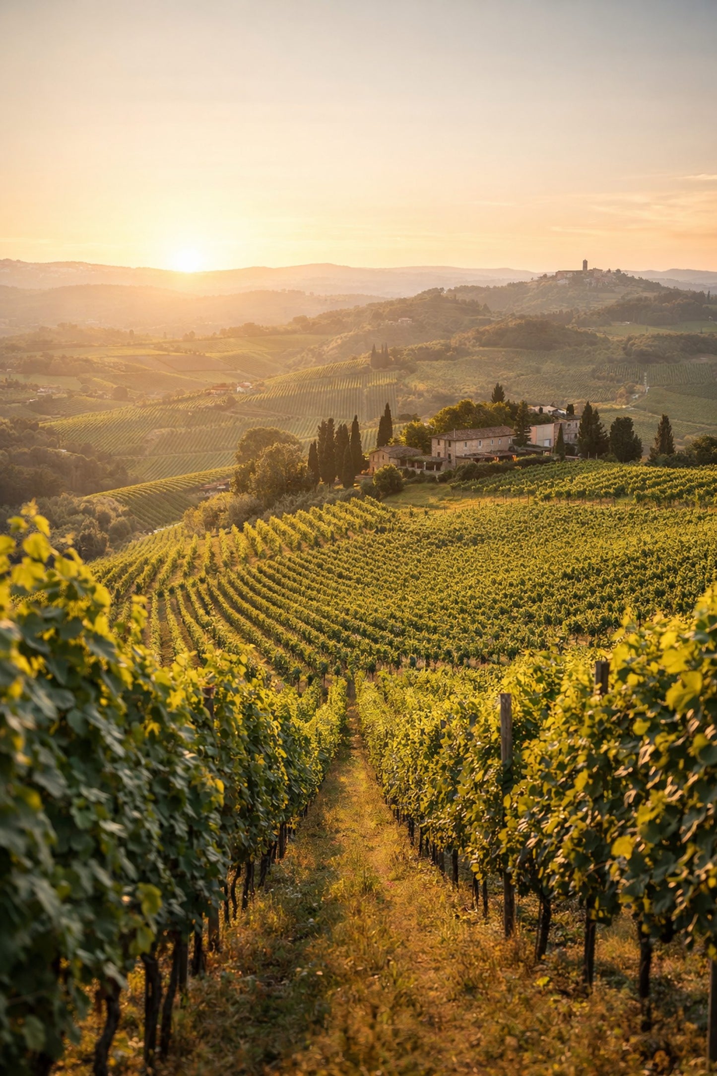 Italian vineyard landscape representing A Year in Italian Wine tasting series at UNDICI in Old Amersham