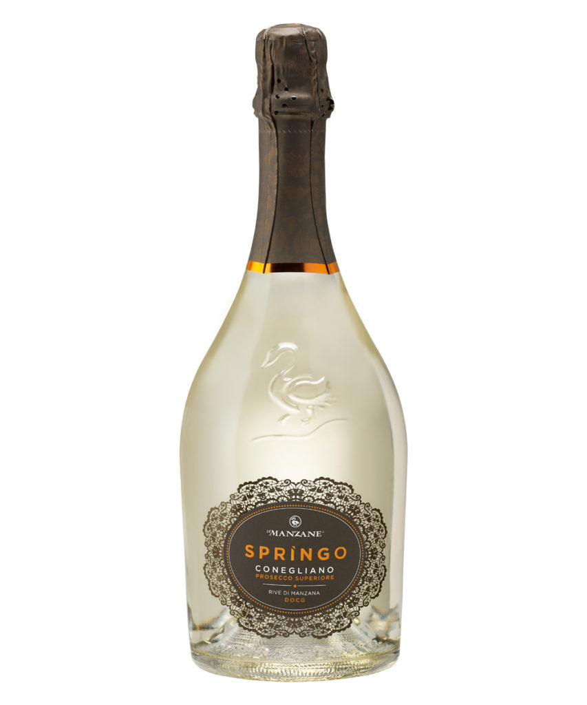 A bottle of Prosecco Springo Bronze, Prosecco Superiore DOCG Dry, 0,75 l, Le Manzane, Prosecco World